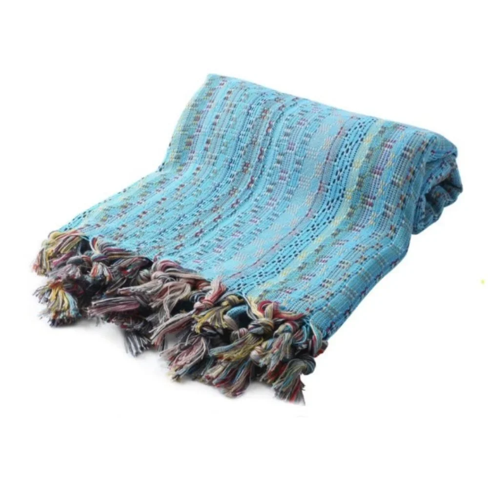 4 Blue Bohemian Towels - 100% Turkish Cotton Beach Bath Towel